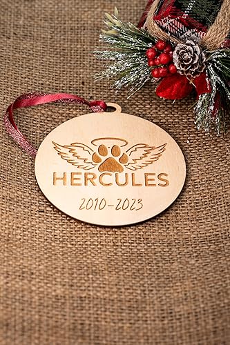 Miniatura 2 de Personalized Dog Ornament, Custom Pet Christmas Tree Ornament, Wooden Cutout Ornament, Pet Lover Gift, Name Ornament, Housewarming Gift (Pet Angel)