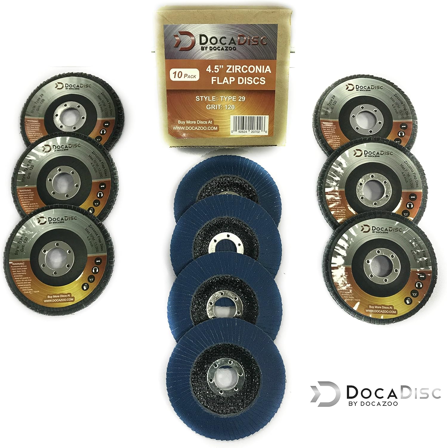 Bеѕt Dеаl 🛒 4.5 inch Flap Disc (10 Pack) - 120 Grit Type 29 Professional Grade Zirconia - Abrasive Grinding Wheel, Flap Wheel, and Sanding Discs by DocaDisc