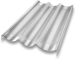 USA Pan Bakeware Aluminum Perforated Nonstick French Baguette Bread Pan,...