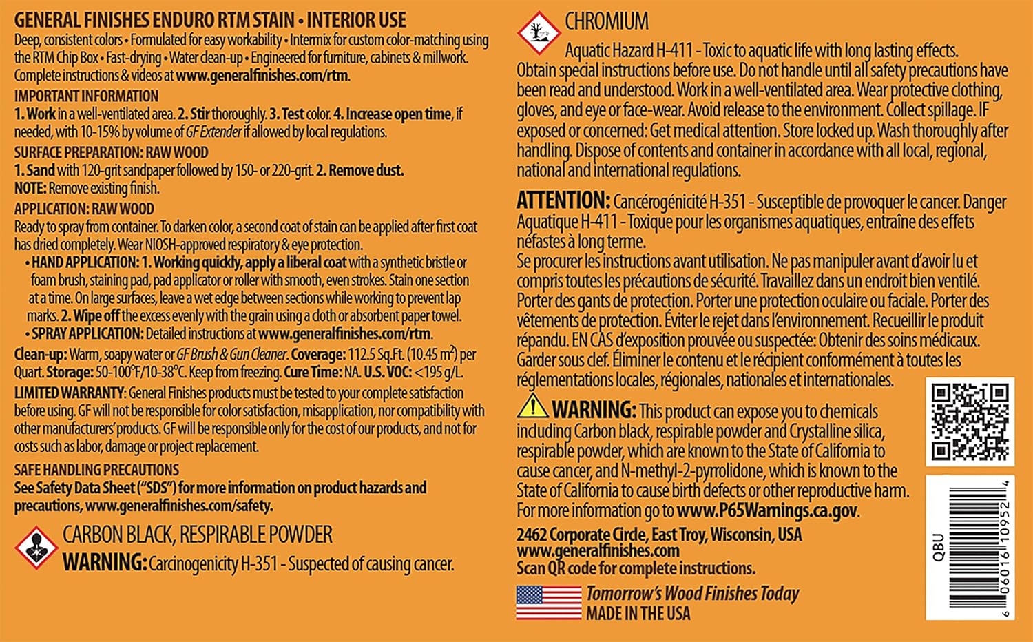 General Finishes Enduro RTM Water Based Wood Stain, 1 Quart, Tint Black