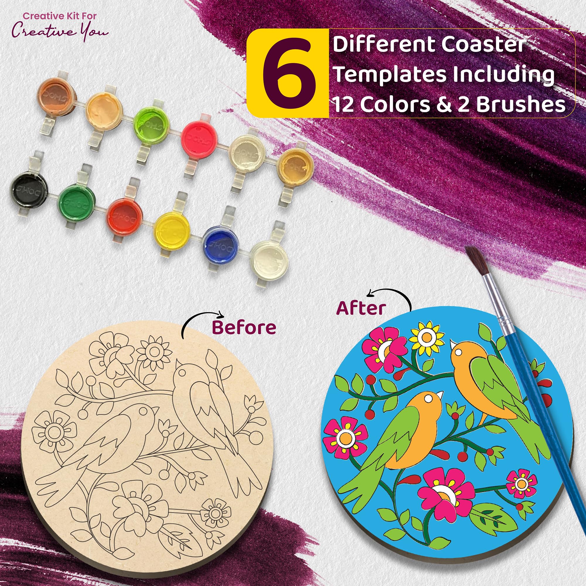 sunsib Creative Kids DIY Mandala Painting Kit - Complete Art and Craft Set for Boys and Girls Ages 9-12 - Includes Mandala Art Tools and Supplies - Ideal Painting Kit for Budding Artists, Brown 3