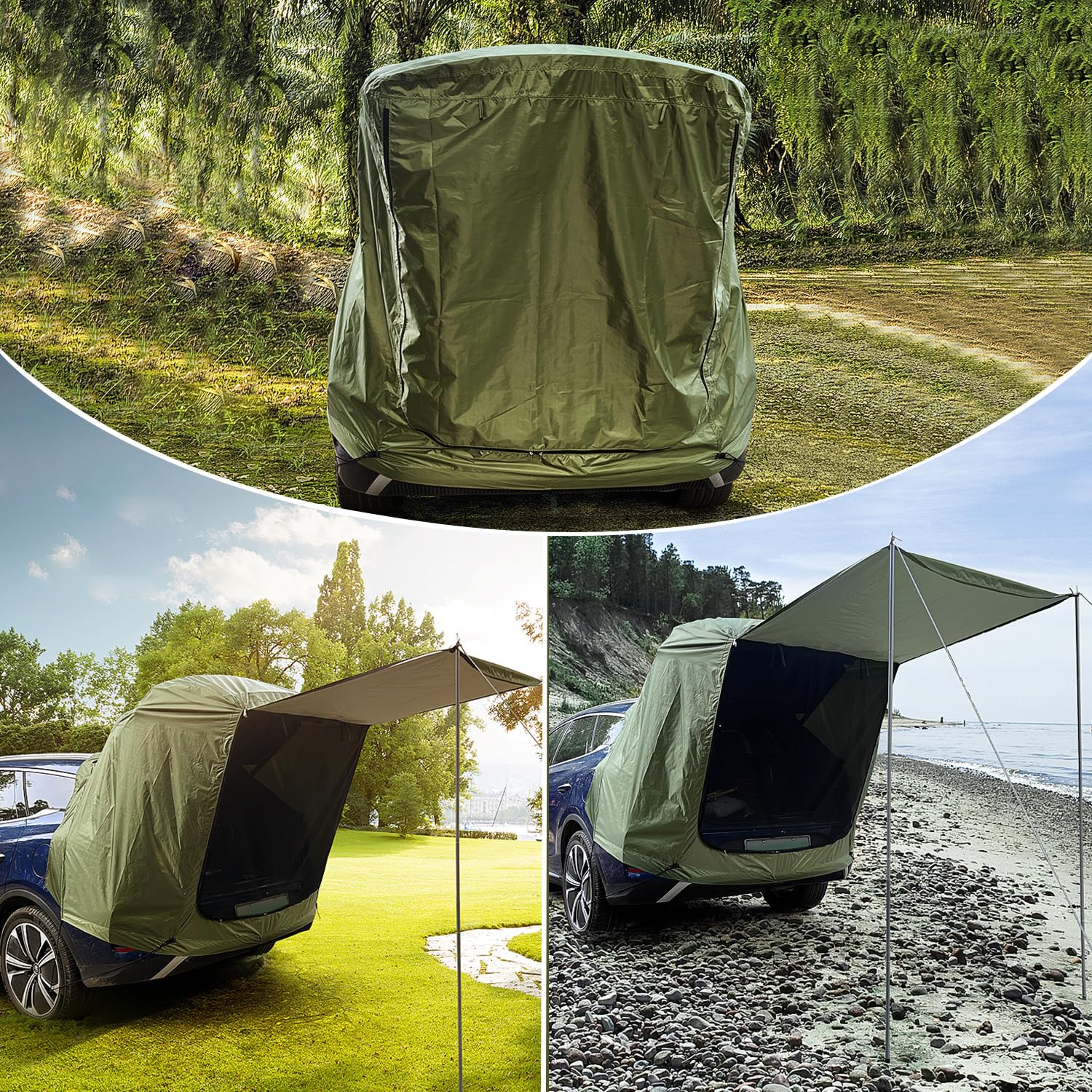 Tente arrière pour voiture avec moustiquaire, coupe-vent, protection solaire et étanche, tente de voiture, hayon, auvent de voiture pour SUV, auvent de voiture pour camping et aventure en plein