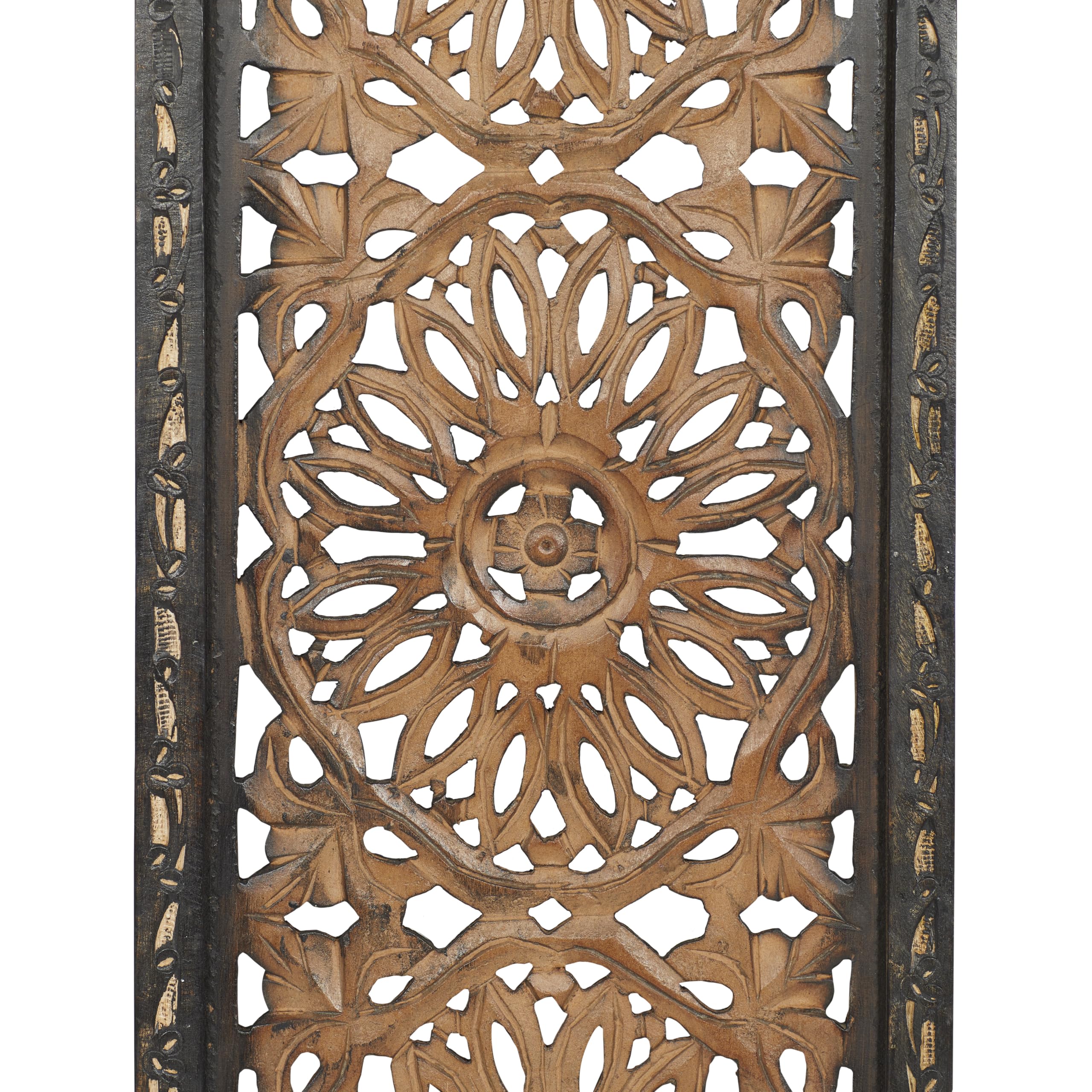 Deco 79 34087 élégante Sculpture Murale en Bois Panneau Mural Assortis, 36/30,5 cm, Lot de 2