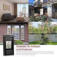 Vista 4 de Min Max - Termómetro digital con pantalla LCD, grabación de temperatura máxima y mínima para invernadero de jardín, accesorios con gancho para Negro