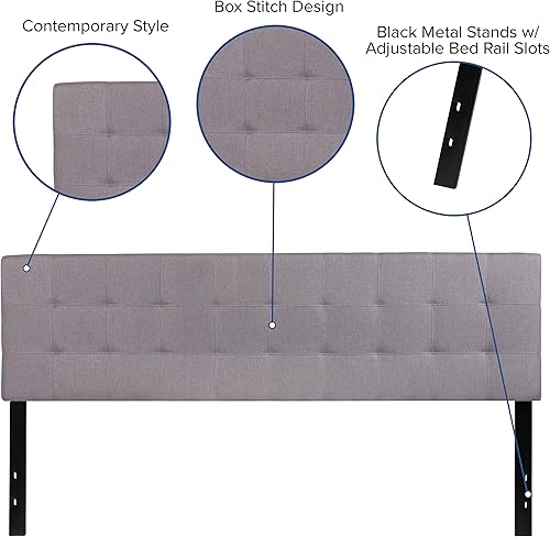 Miniatura 3 de Flash Furniture Bedford - Cabecero tapizado con capitoné, tamaño King, en tela gris claro