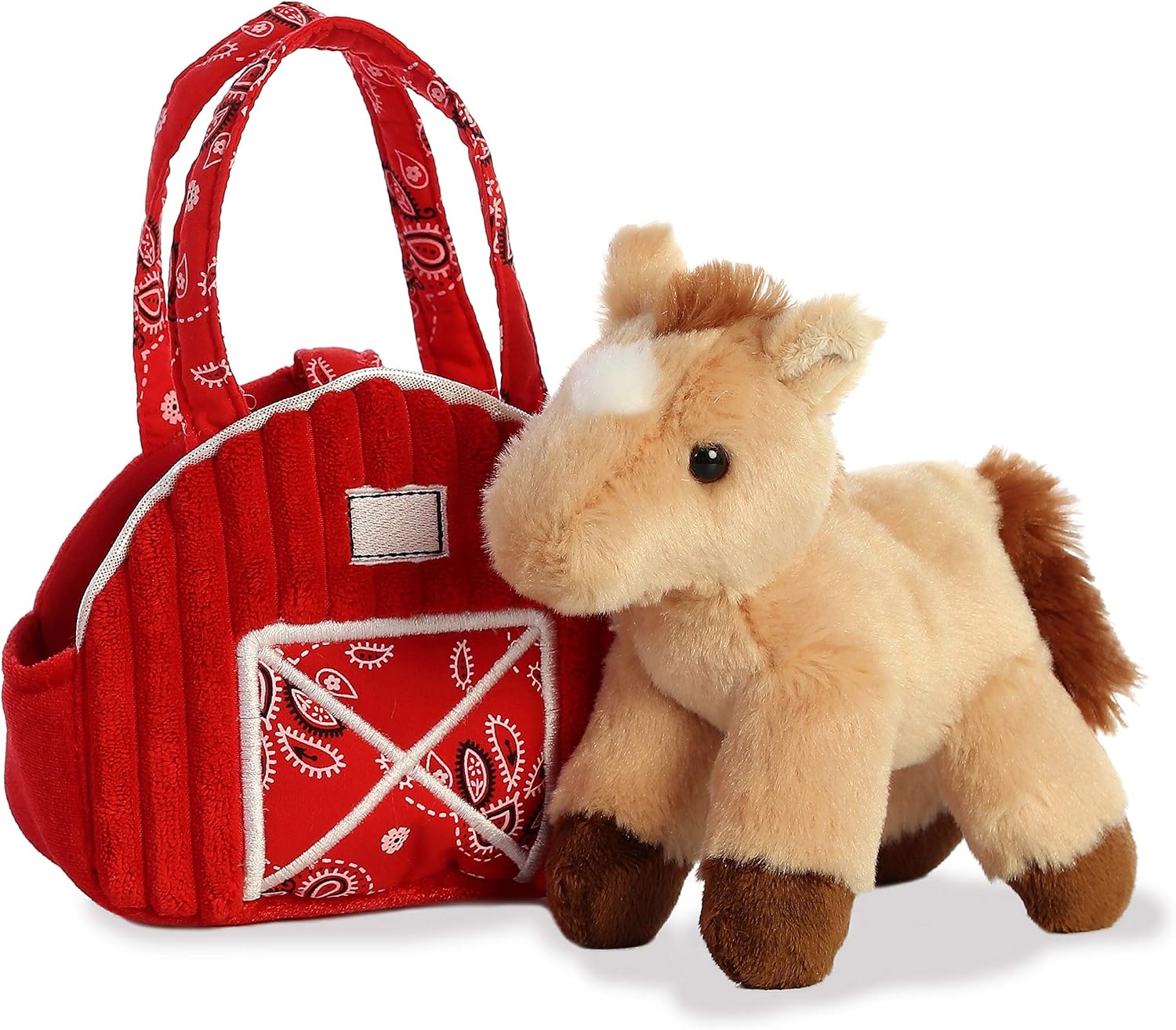 Aurora® Fashionable Fancy Pals™ Red Barn Horse Stuffed Animal - Plush with Stylish Purse for Dress Up Fun - Perfect for Kids 3+ Years, Costumes, and Birthdays - Red 7.5 Inches