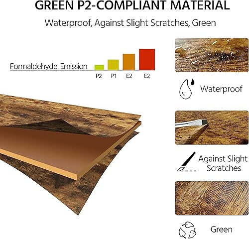 Miniatura 8 de Topeakmart Estante de cocina de 3 niveles para horno de microondas, carrito de almacenamiento, estación de trabajo, estante rústico marrón