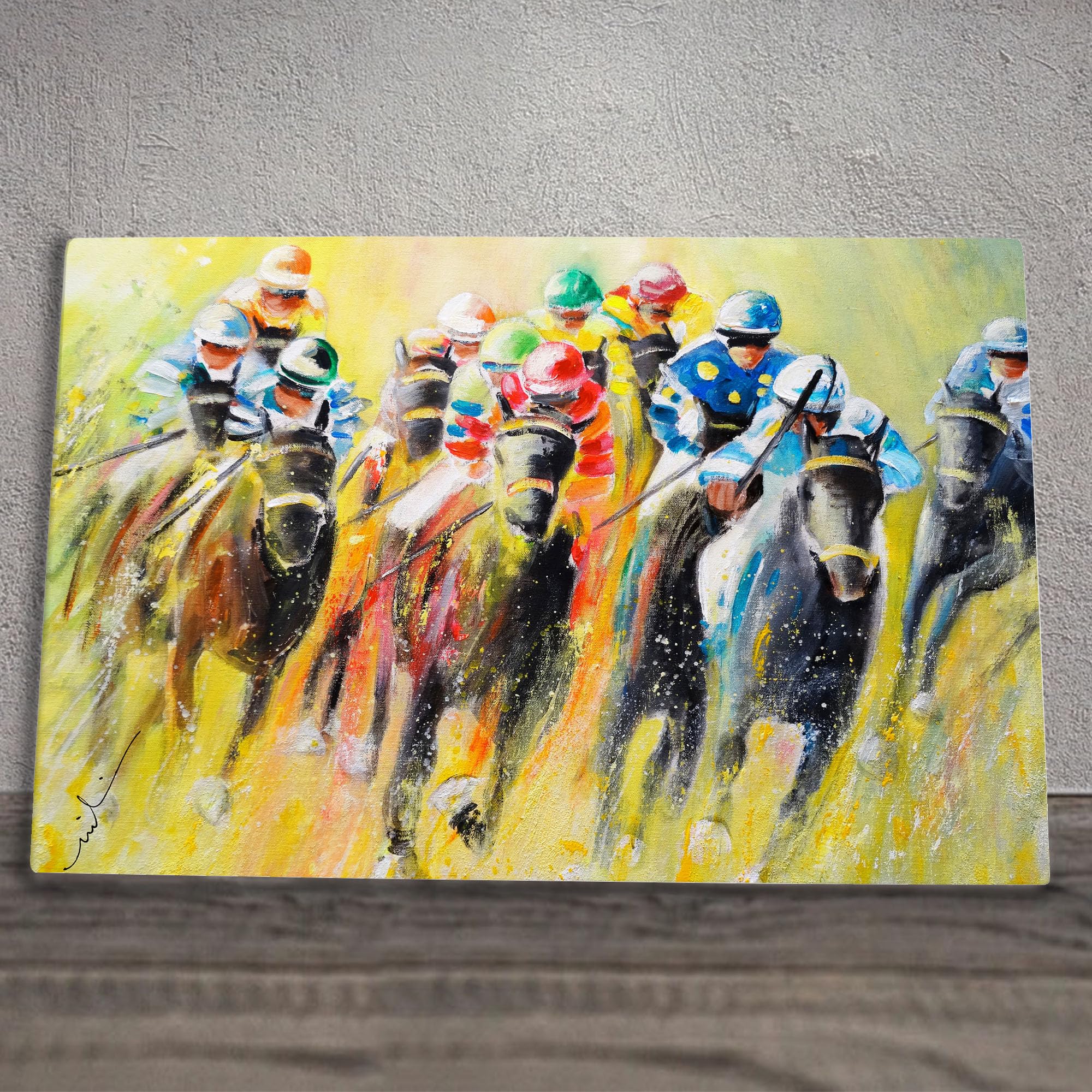 Global Designs Horse Racing Ceramic Tile Picture Plaque Sign Wall Or Freestanding Art By Miki De Goodaboom 20x30cm