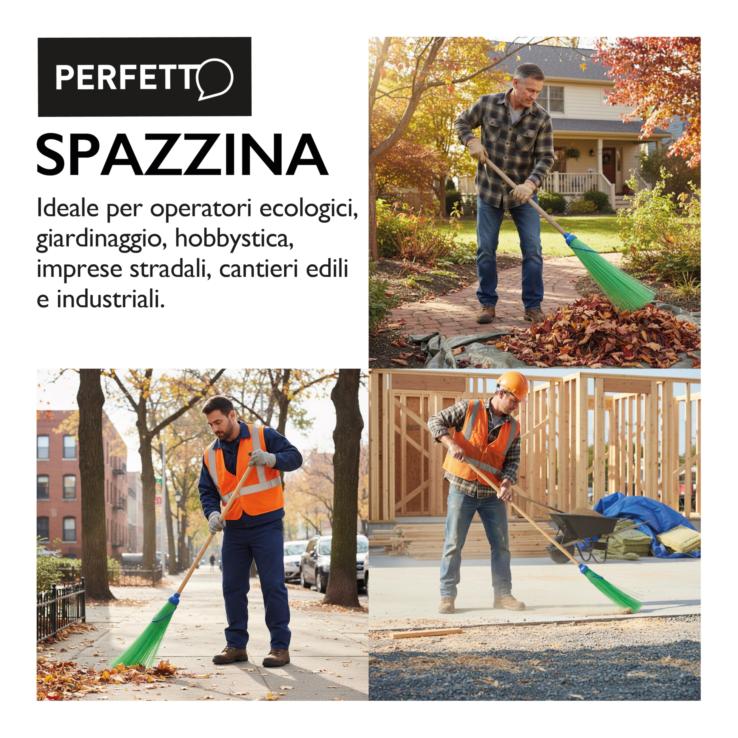 Perfetto Scopa Spazzina Senza Manico 55 cm do Giardinaggio