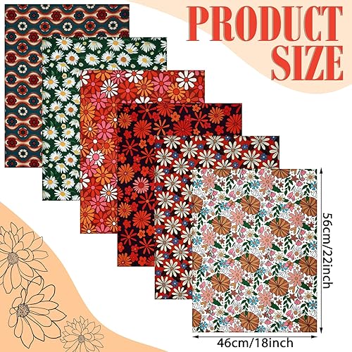 Miniatura 2 de Newwiee 12 piezas de tela de algodón floral retro vintage de 18 x 22 pulgadas, paquetes de tela con patrón de flores, material grueso para costura,
