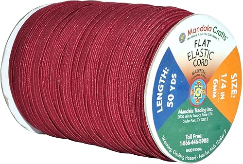 Vista 190 de Mandala Crafts - Rollo de cordón elástico plano para costura y manualidades Beige