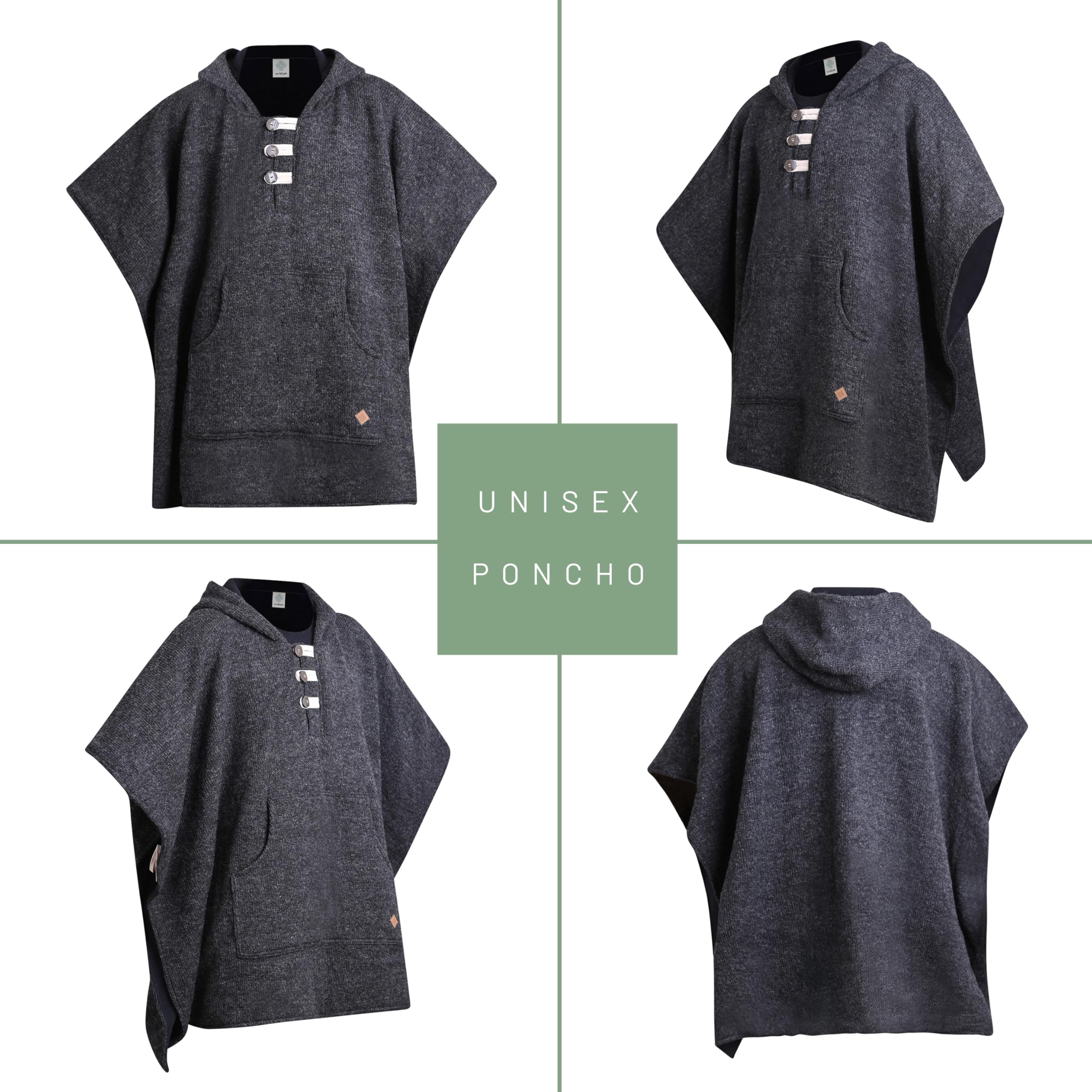 virblatt - Poncho Donna & Poncho Uomo | Lana&Caldo pile| Poncho Invernale Uomo Tabarro Poncho Felpa Poncho Lana Mantello