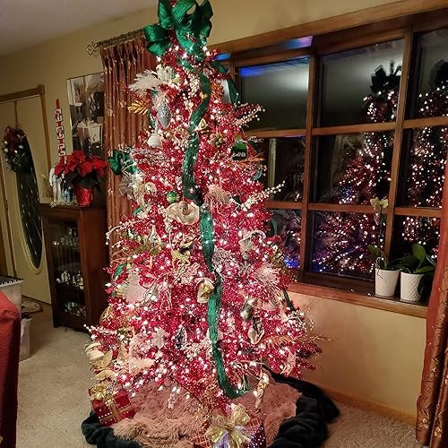 Miniatura 6 de Northlight 7' Metallic Red Tinsel Artificial Christmas Tree - Unlit