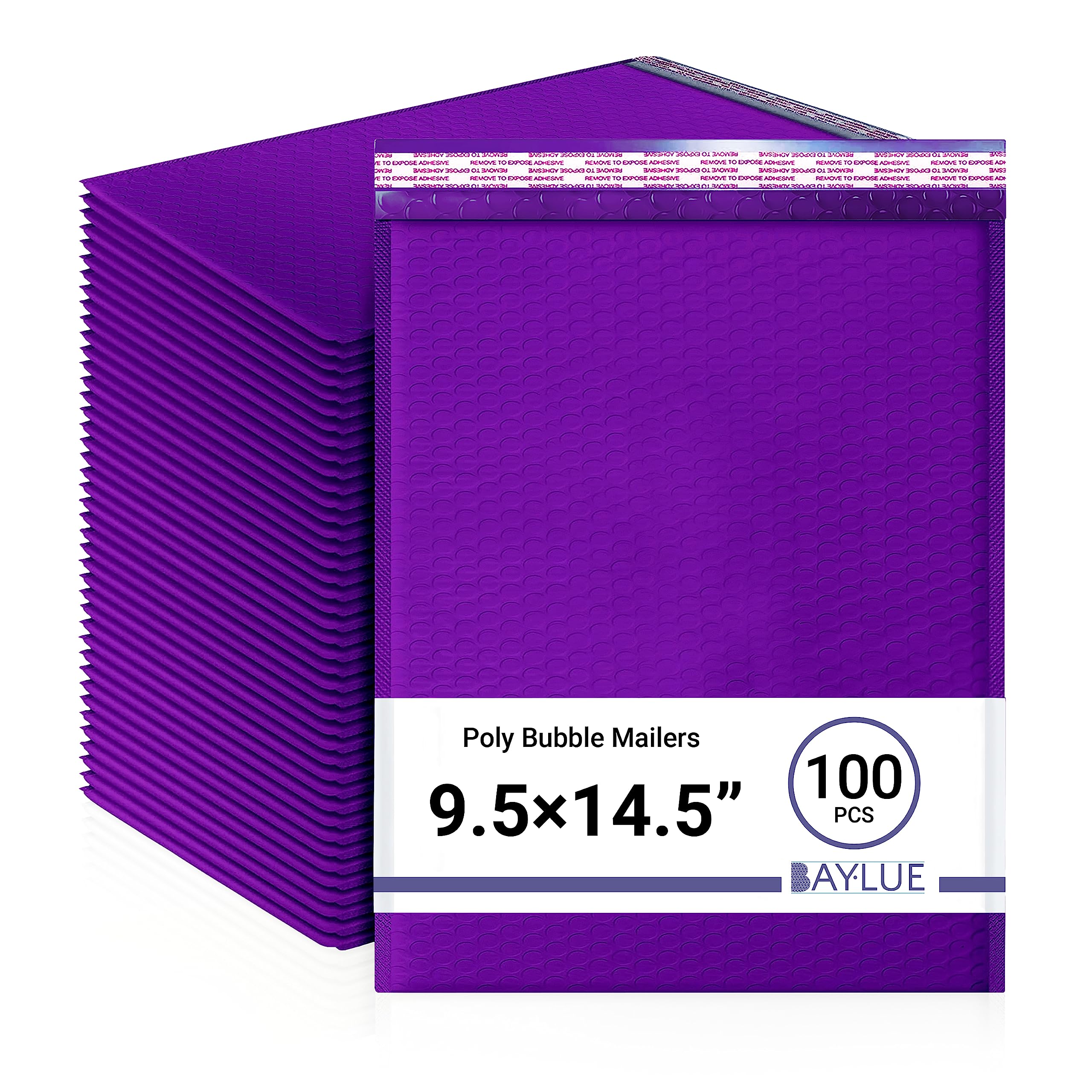 Purple 9.5x14.5 Inch Poly Bubble Mailers #4 | Self Seal Large Padded Envelopes | Air Cushioned Bubble Mailer | Usable Size 9.5x13 Inch | Waterproof