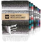 Hydration Nation Authentic Extra Large Mexican Blanket - 70x50 Handwoven Yoga, Serape, Artisanal Falsa - Camping, Picnic, Outdoor (Military Green)