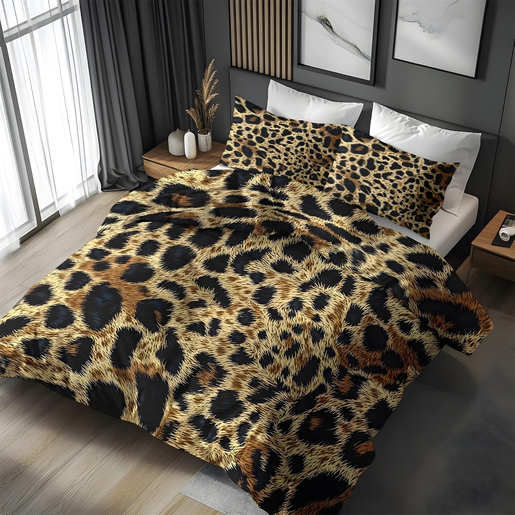 Housse de couette 220x240 anti-plis à fermeture éclair pour lit adulte