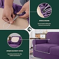 Vista 565 de CHUN YI - Funda elástica para sofá (7 piezas), funda para sofá de 3 plazas con tres respaldos y cojines separados con banda elástica, tela jacquard