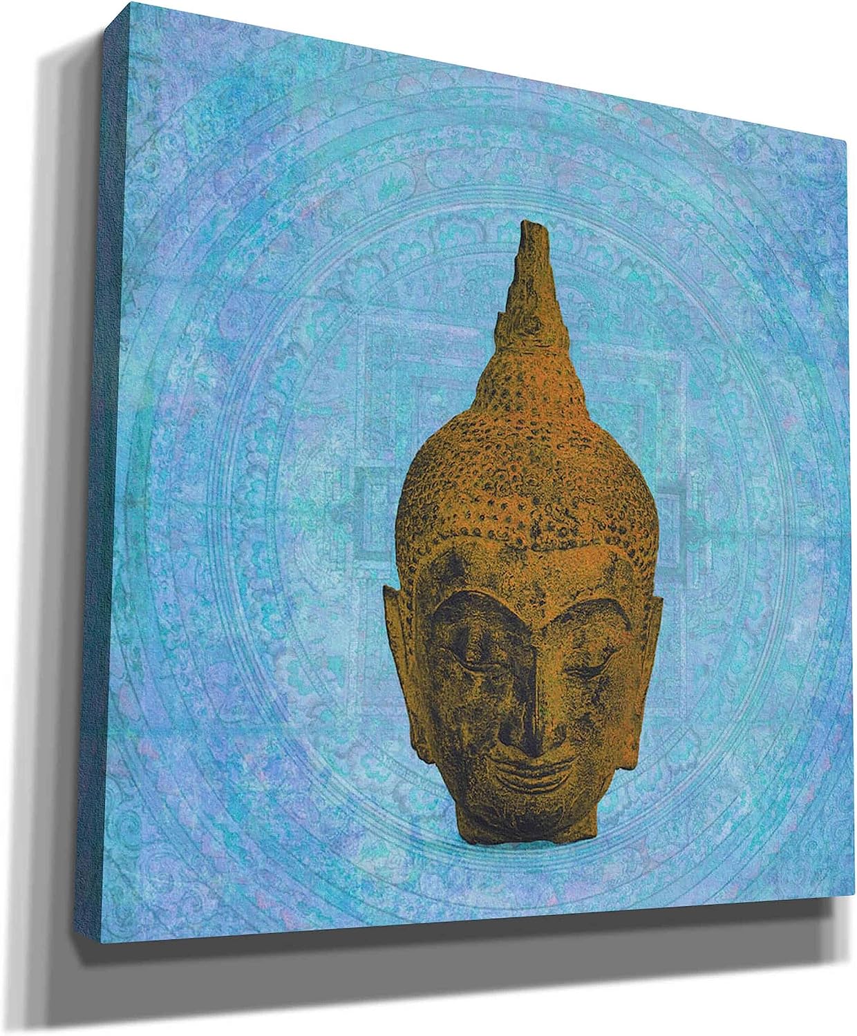Epic Graffiti 'Buddha on Blue' by Elena Ray Canvas Wall Art, 12"x12"