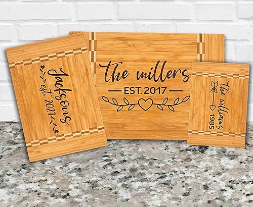 Miniatura 7 de Tabla de cortar personalizada Mr and Mrs Regalo de boda para pareja Regalos de inauguración de casa personalizados Tabla de cortar de bambú