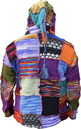 Gheri Woolen Bubble Knit Patch Pixie Hood Fleece Lined Jacket