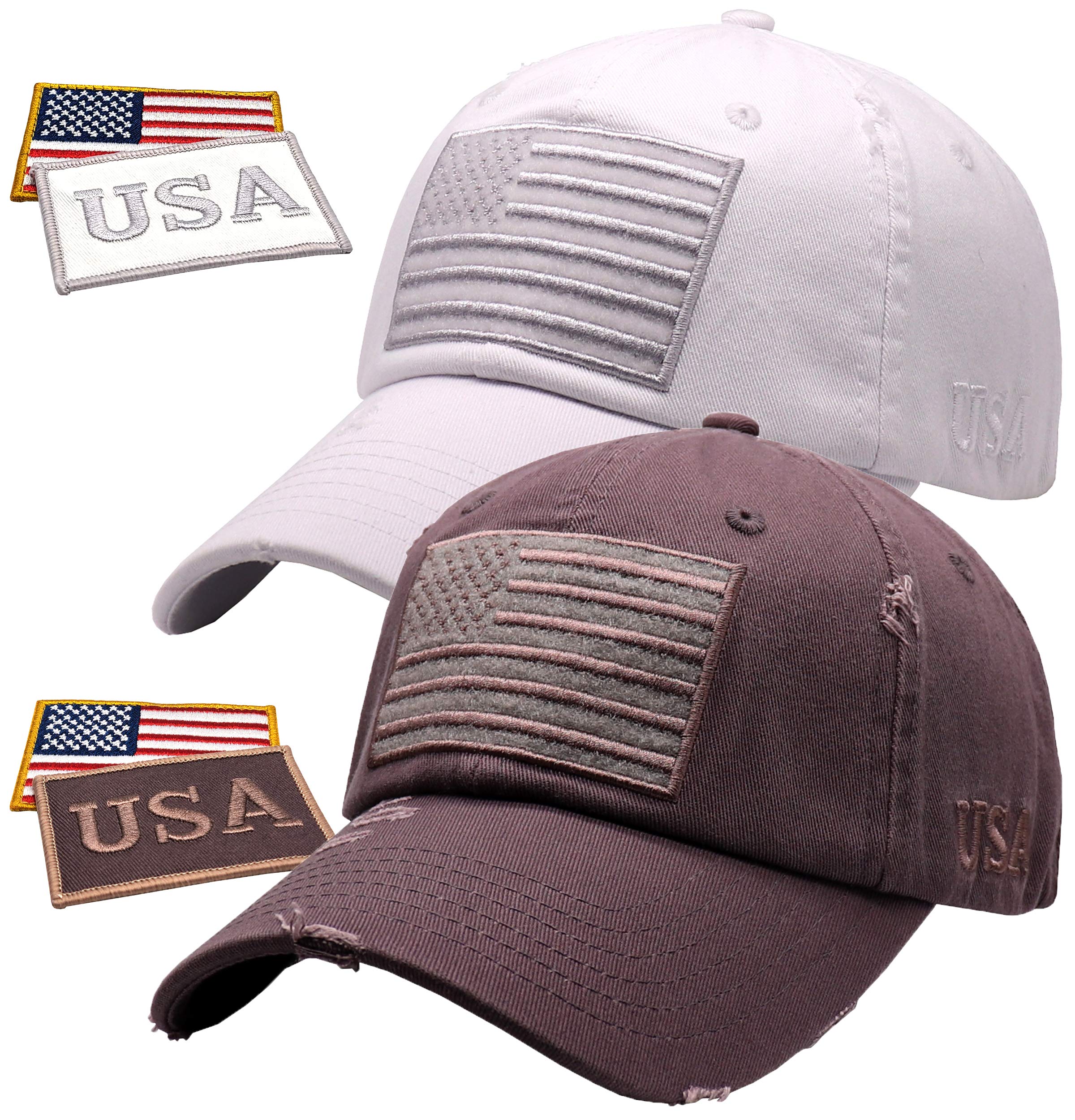 Antourage American Flag Unisex Baseball Hat for Men and Women | USA Flag Mesh Snapback Cap with 2 Patriotic Patches