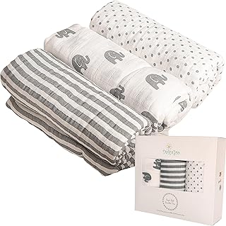 UK Seller Luxury Baby Swaddle Blankets, Organic Muslin Cotton, 3 Unisex Designs, Large 120cm x120cm