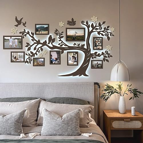 Miniatura 8 de JustLikeWood Adhesivo de pared grande de madera LED para decoración del hogar, 51 x 28 pulgadas, con marco, imágenes estándar, decoraciones para