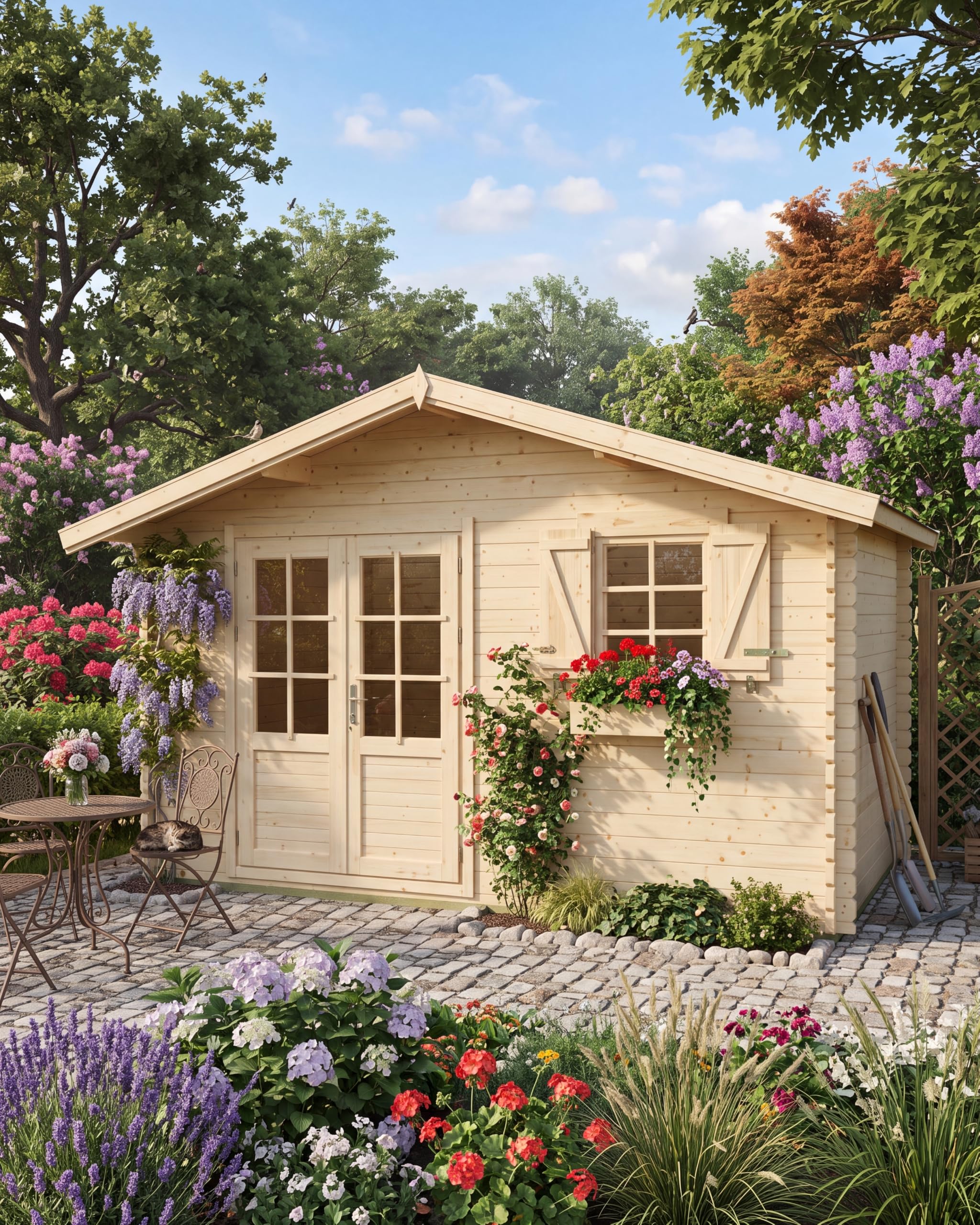 Steiner Shopping Gartenhaus PO14-34 mm Blockbohlenhaus, Grundfläche: 15,80 m², Satteldach
