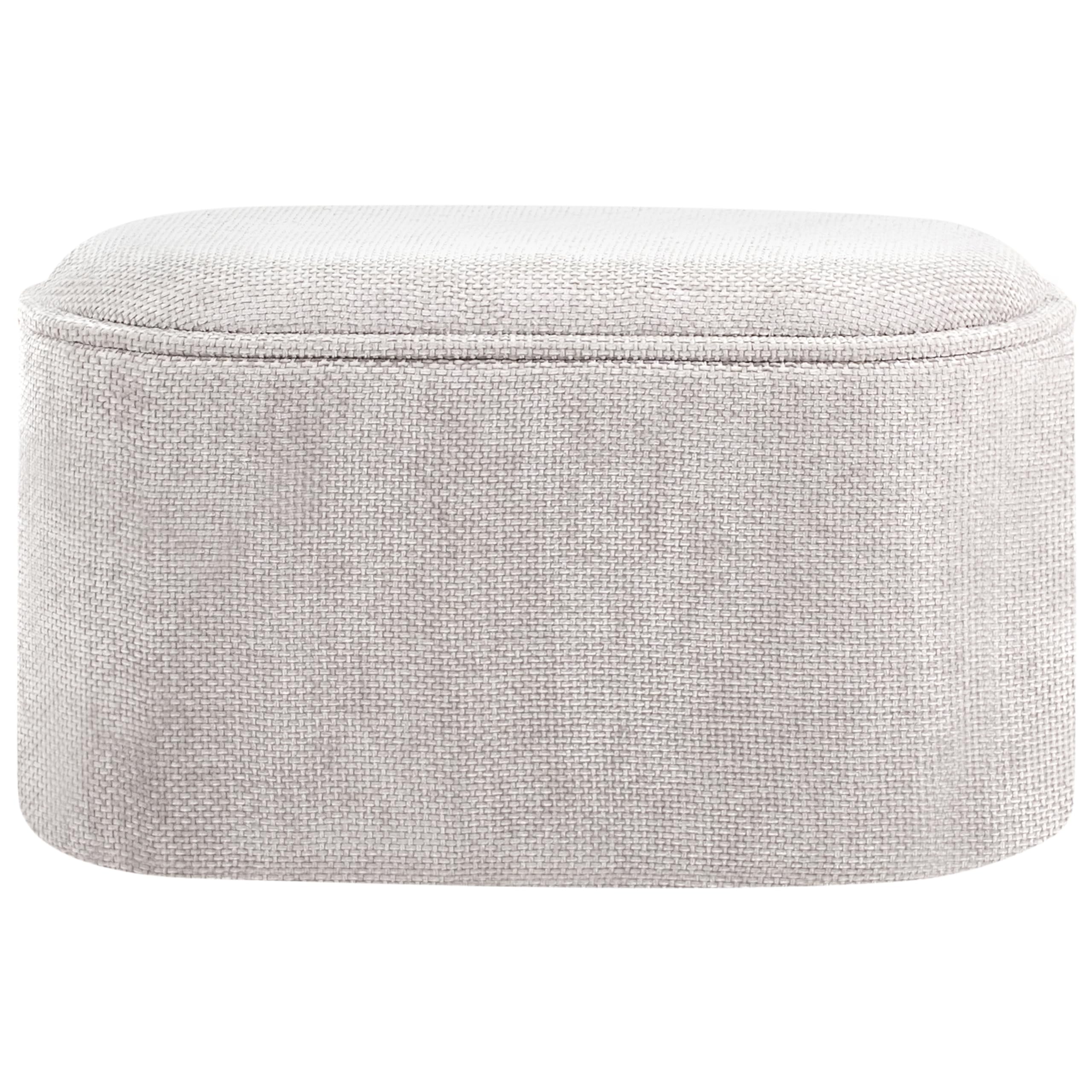 Bank mit Stauraum aus Chenille Stoff grau gepolstert modernes Design Artas