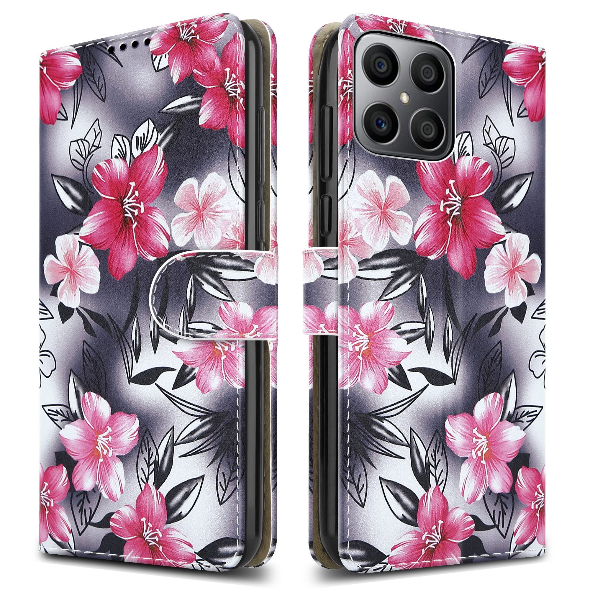 PIXFAB For Honor X8 5G / Honor X6 4G Leather Phone Case, Magnetic Closure Full Protection Book Folio Design, Wallet Case Cover [Card Slots] and [Kickstand] For Honor X8 5G / X6 4G - Flower