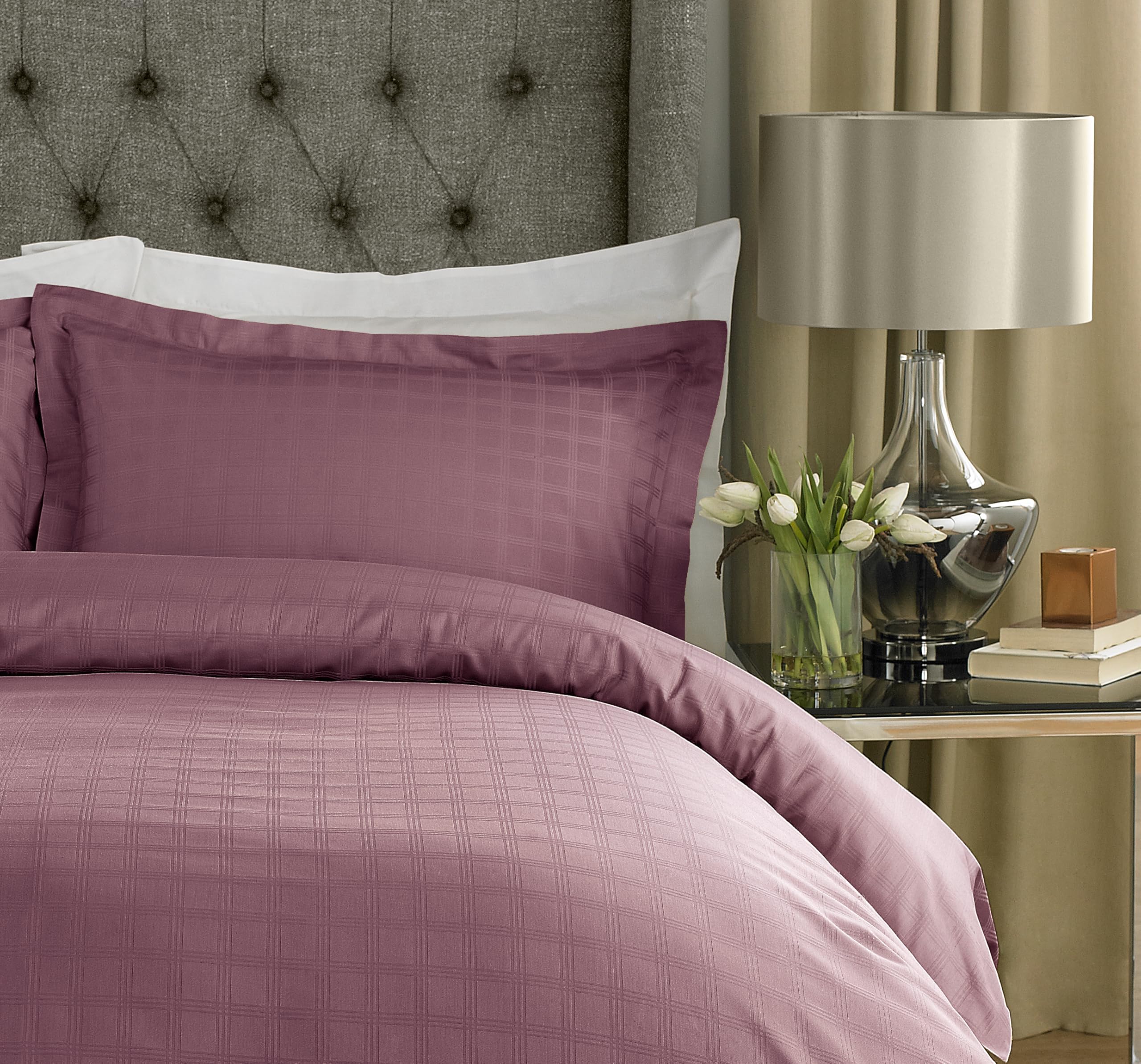 Lavish Label Luxury 400 Thread Count Duvet Cover Set (200 x 200 CM) with 2 pillowcases (50 x 75 CM), Wine, Double - Image 2