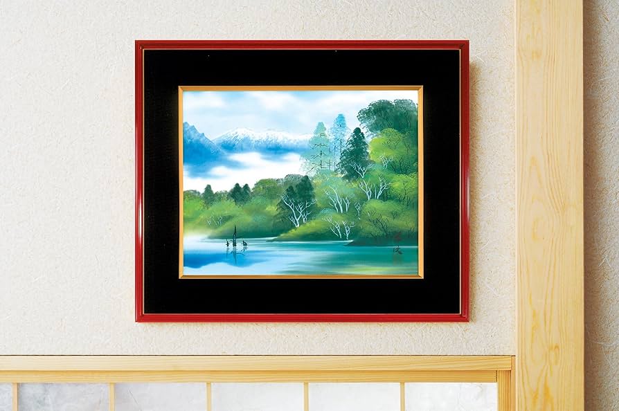 真作/福田栄光/彩色山水図/桐共箱付/布袋屋掛軸HC-114 真作/福田栄光/彩色山水図/桐共箱付/布袋屋掛軸HC-114