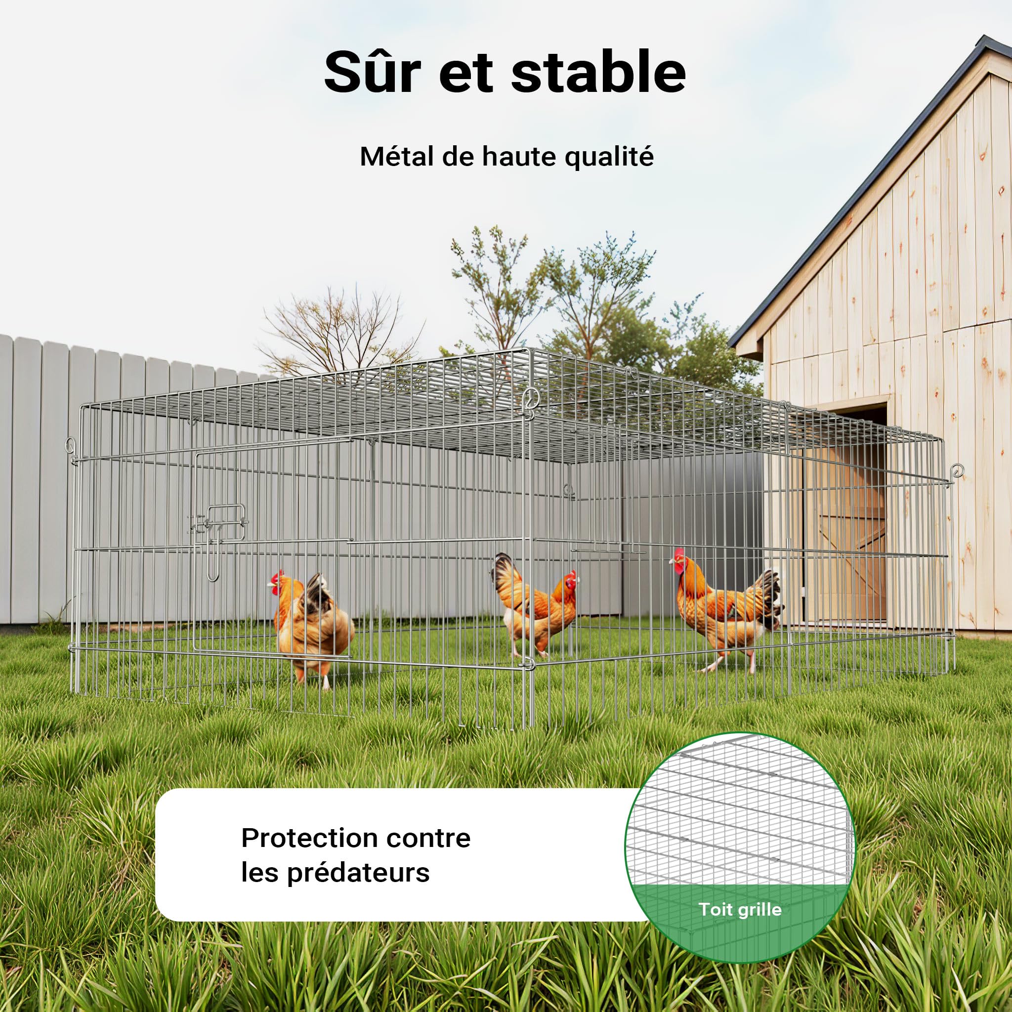 Wiltec Parc enclos pour Petits Animaux domestiques 2160 x 1160 x 650 mm Acier Clôture verrouillable Protection Solaire Cage Lapin Hamster Cochon d'Inde