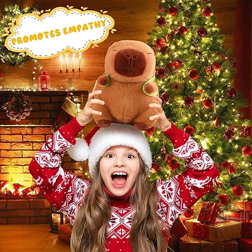 Miniatura 6 de Capybara - Lindos animales de peluche Capybara de 9.8 pulgadas con mochila de tortuga, juguetes de peluche Kawaii Capibara para niños, roedores,