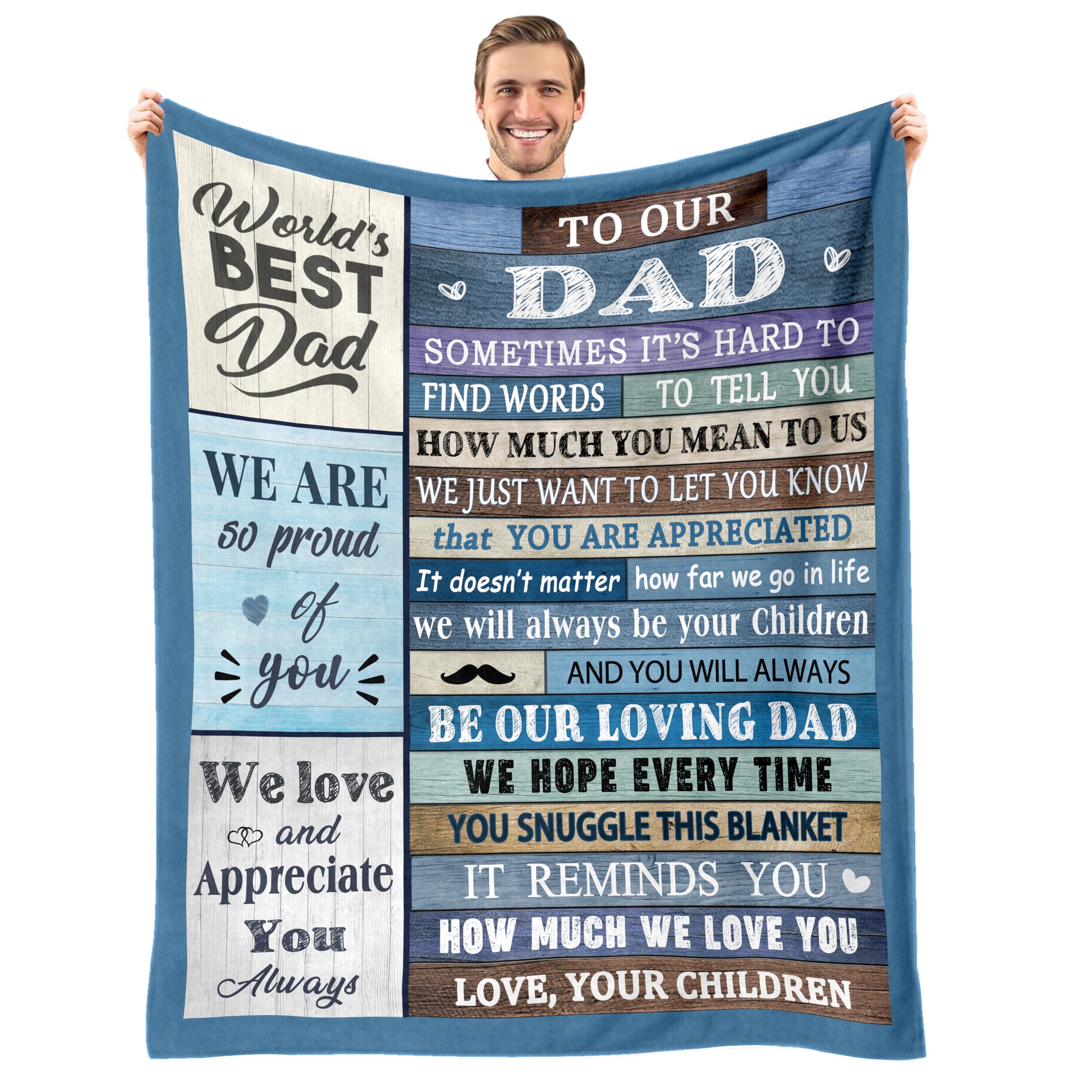 Dad Gifts, Gifts for Dad from Daughter Son, Dads Blanket 50"X60", Birthday Gift for Father Daddy Stepdad Bonus Dads Throw Blanket for Bedding