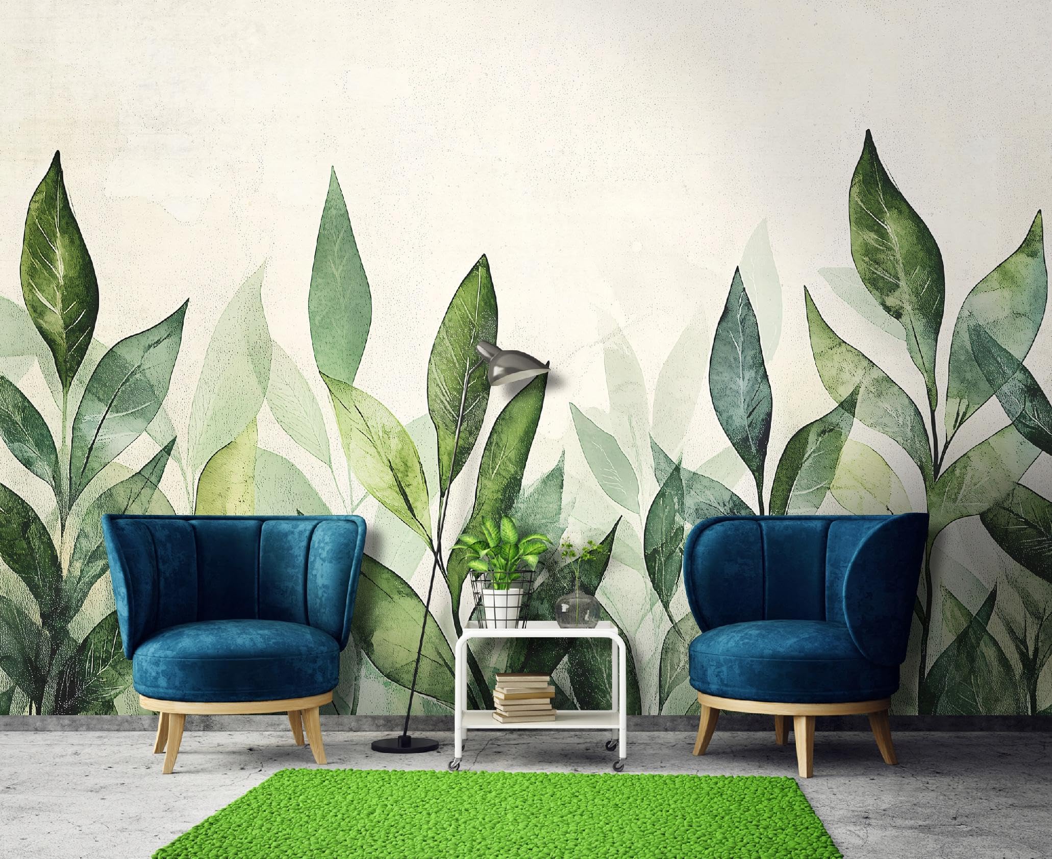 WallArena - Fototapeta z włókniny, liście, 350 x 250 cm, fototapety, do salonu, sypialni, tapeta na flizelinie, tapeta ścienna, efekt 3D, w zestawie klej, naturalna, tropikalna zieleń botaniczna