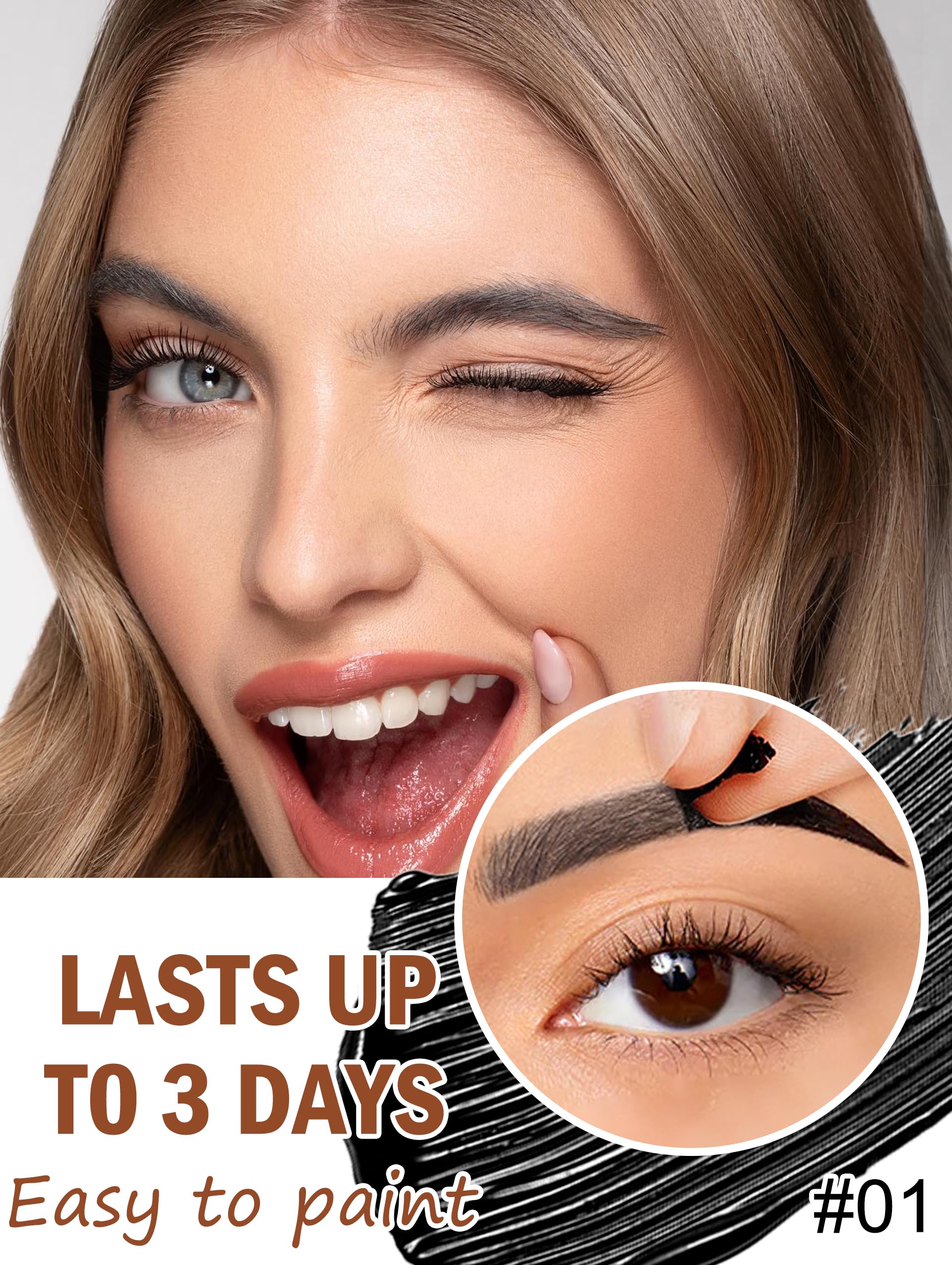 Erinde Peel off Eyebrow Gel, Waterproof & Long Lasting Eyebrow Tinted Stain, Smudge Proof Transfer-proof - Image 2