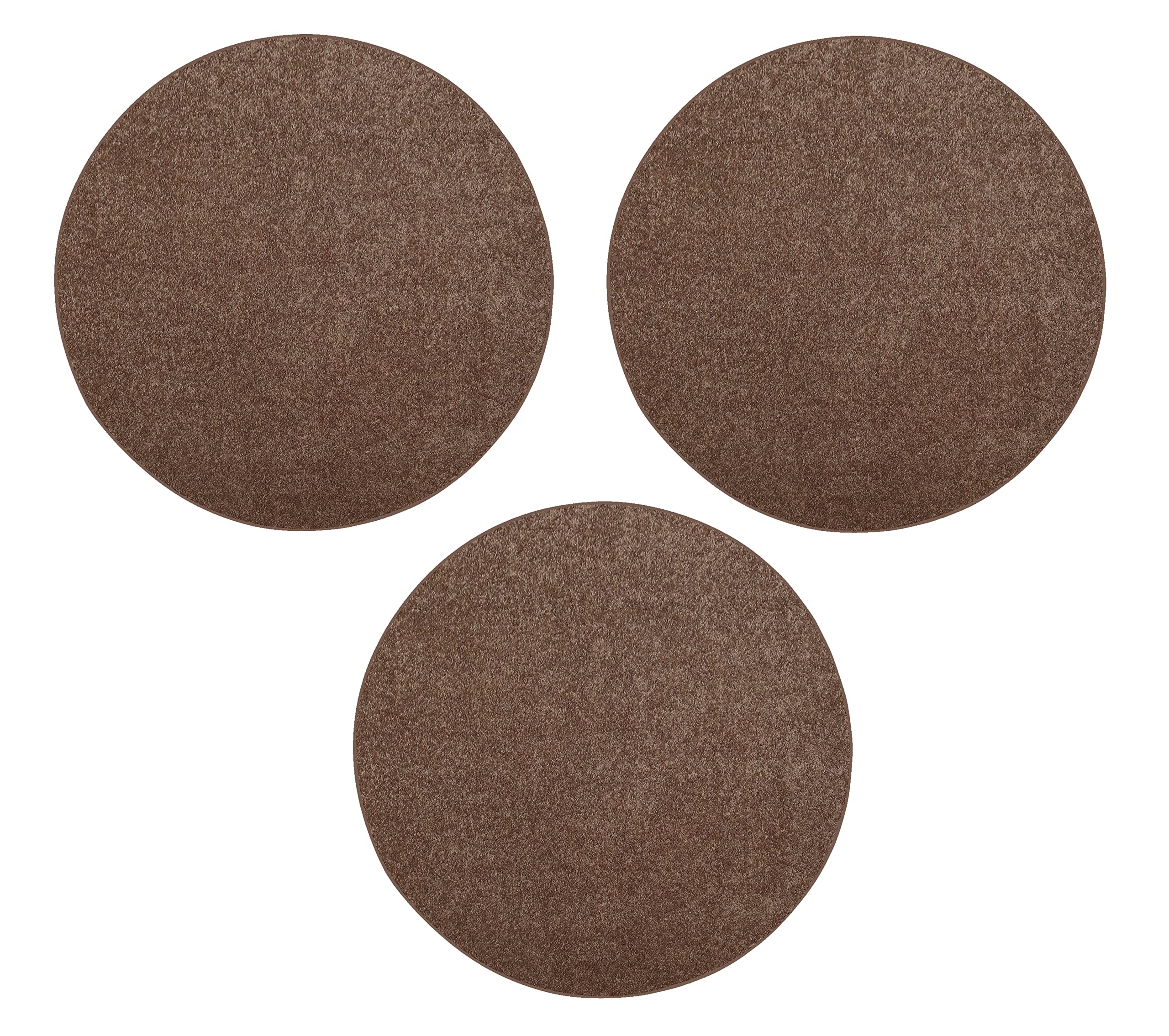 Furnish my Place Modern Plush Solid Brown Color Rug, Indoor/Outdoor Mat, Area Rugs Great for Kids, Pets, Living Room, Made in USA, 18" Round - Set of