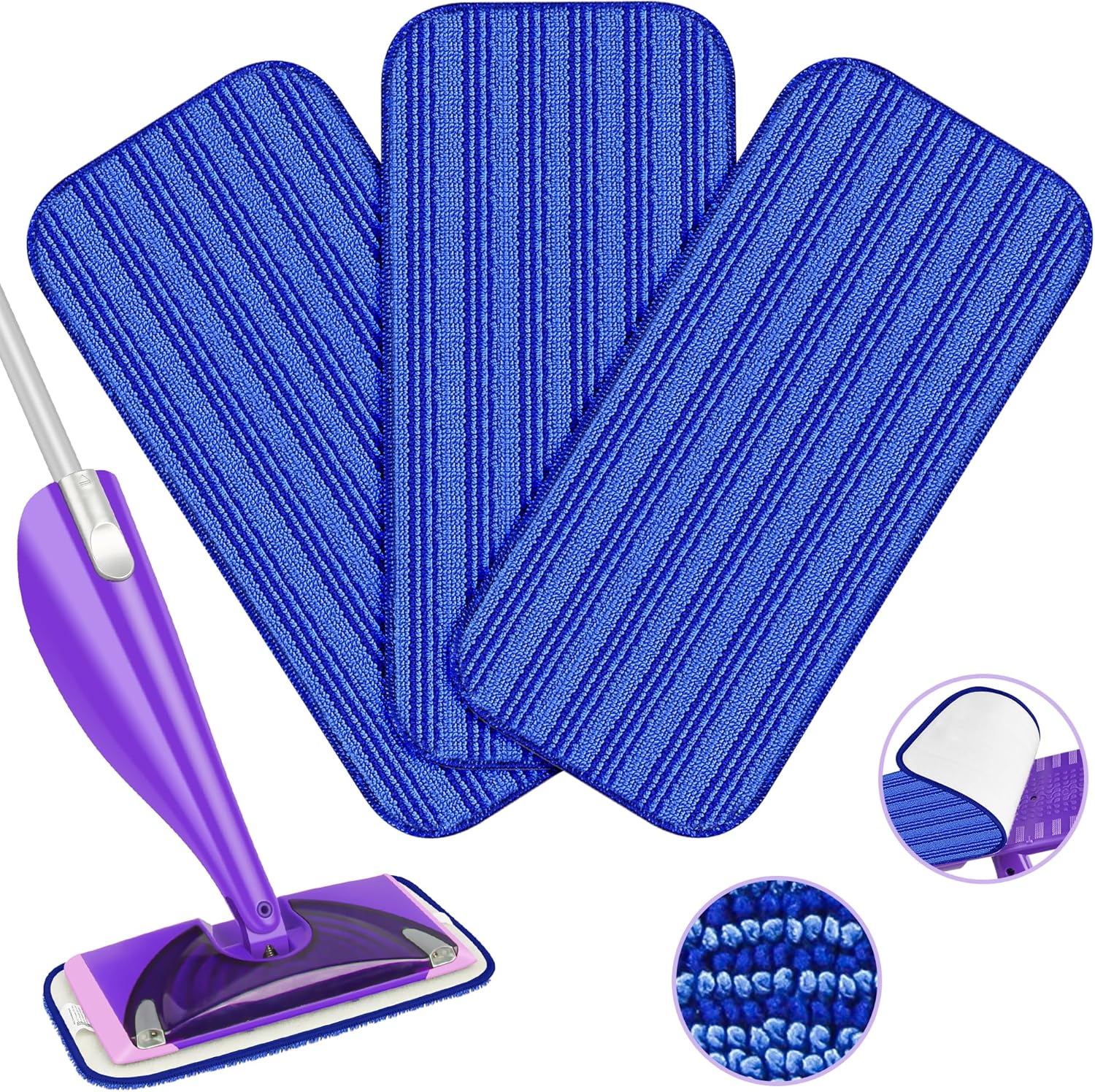3X Reusable Mop Pads Compatible with Swiffer WetJet Mops