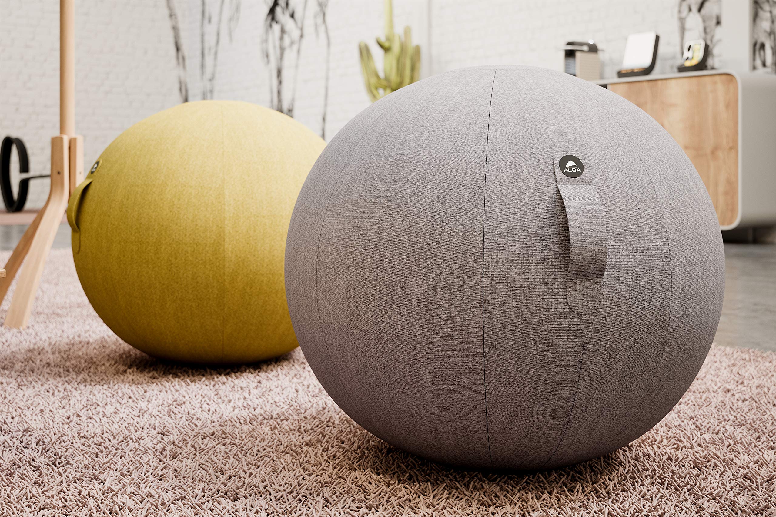 ALBA MHBALL J ergonomischer Sitzball, PVC/Polyester, Safran-gelb, mittel