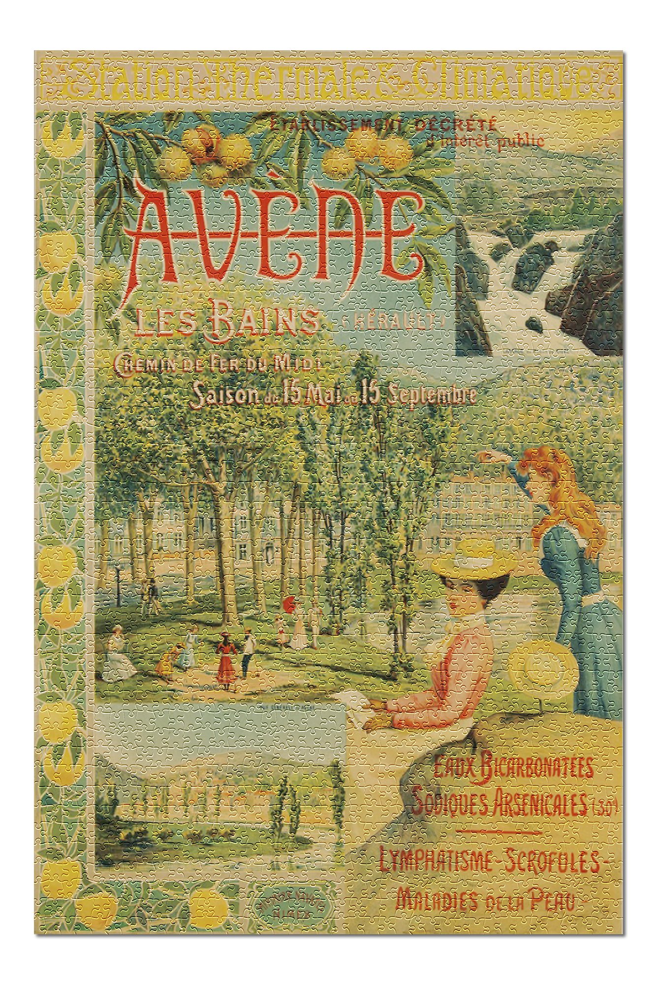 Avene les Bains France c. 1896 - Vintage Advertisement (20x30 Premium 1000 Piece Jigsaw Puzzle, Made in USA!)