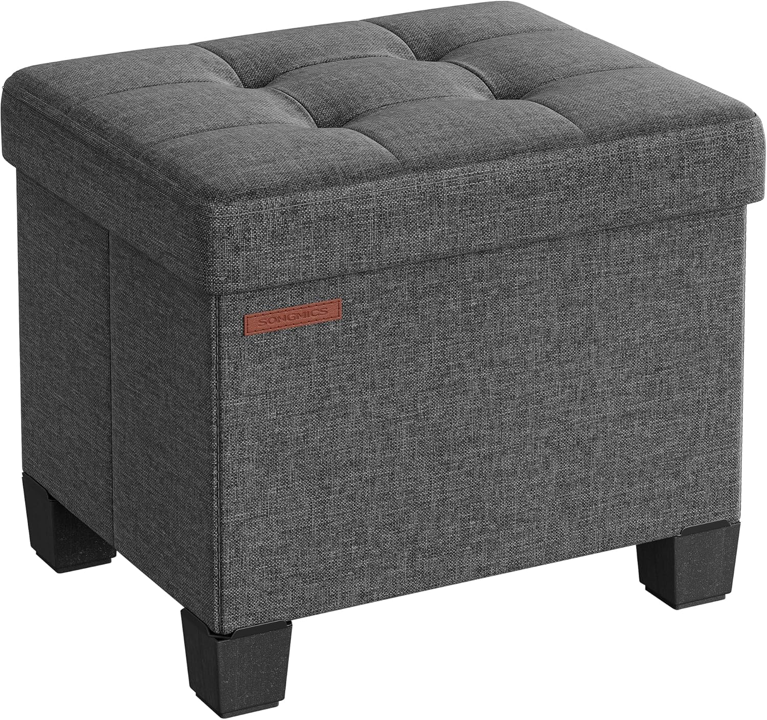 SONGMICS Storage Ottoman, Small Ottoman Foot Rest with Legs, 12.6 x 15.8 x 13.2 Inches Foot Stool, Load up to 660 lb, for Living Room, Bedroom, Dorm, Slate Gray ULSF012G01 Dark Gray 12.6"D x 15.8"W x 13.2"H