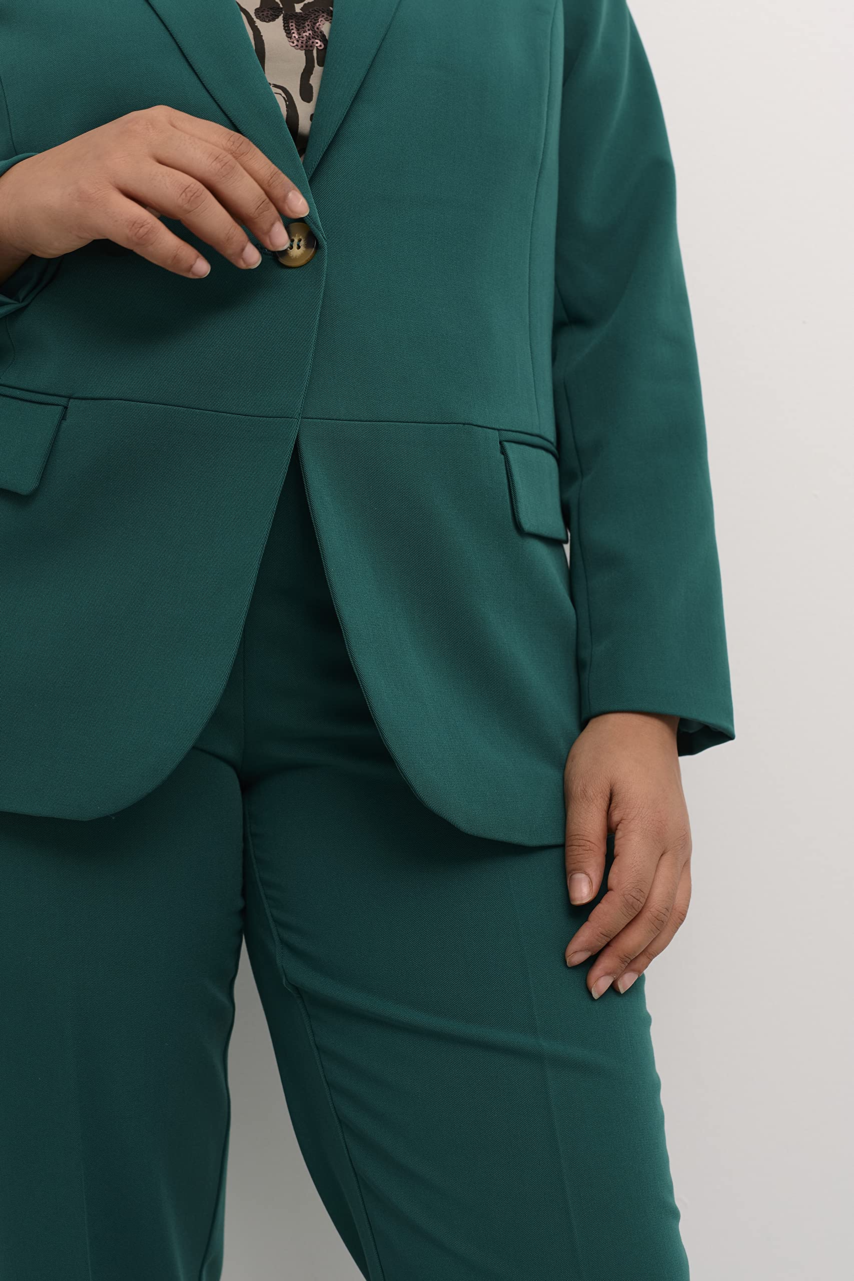 Kaffe Curve Plus-Size Women's Blazer Long Sleeves Single Button Front Pockets Donna