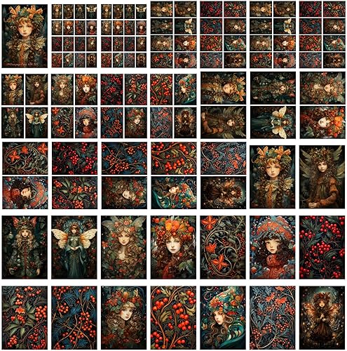 Miniatura 4 de Decoupage - Paquete de papel (35 hojas de 6 x 8 pulgadas), encantadoras personas con alas y abrigos cálidos de Navidad, FLONZ, tarjetas de