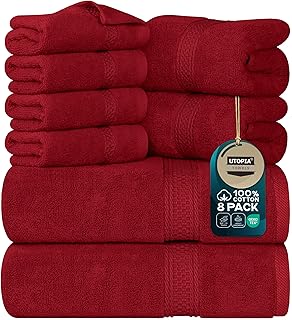 Utopia Towels 8 Piece Premium Towel Set, 2 Bath, 2 Hand, and 4 Wash Clot...