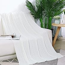 Throw Blanket Cotton Knit Bed Blanket for Couch, 51in x 70in Home Decor Throw Blanket Knitted Cotton Throw for Sofa Bed Chairs