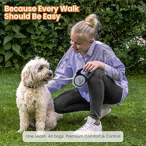 Miniatura 7 de Correa retráctil doble de 16 pies para perros grandes de hasta 77 libras cada uno, correa extensible de doble cabeza de 16 pies con bolsas para