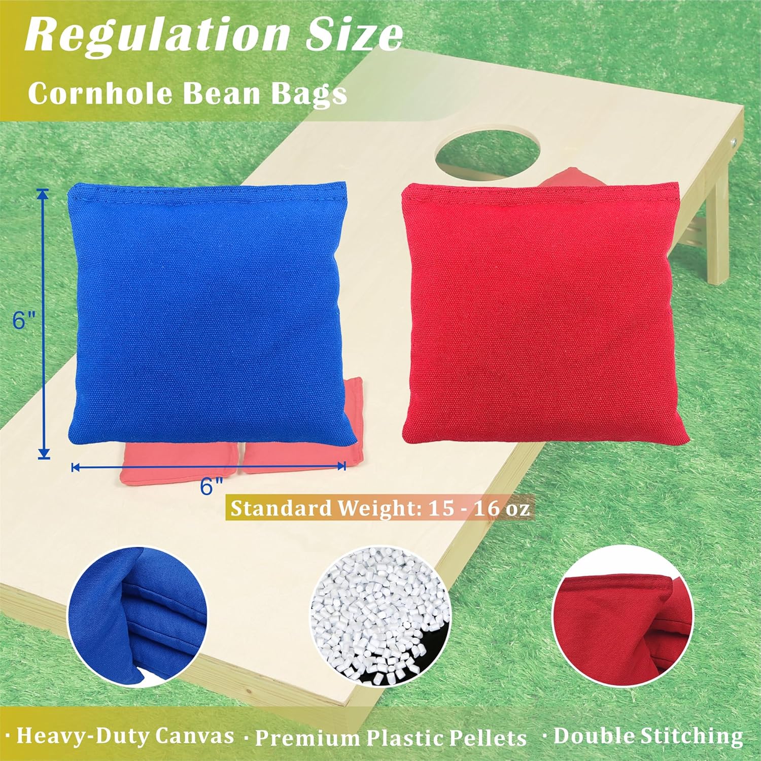 Cornhole Board Set 4FTx2FT Solid Wood Regulation Size Cornhole Set Includes 8 Cornhole Bags for Adults