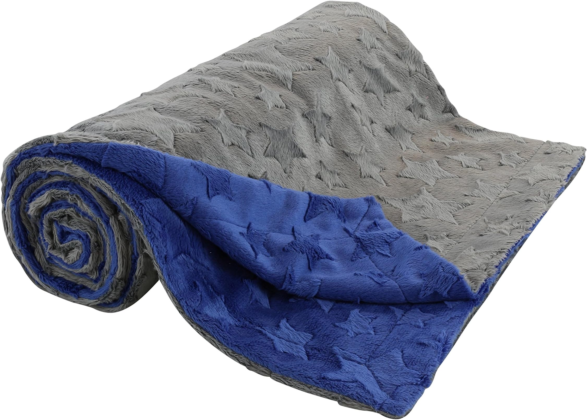 berry bebe Baby Blankets for Baby Boy, Ultra Soft and Cozy Mink Material with Star Design, Blue and Gray