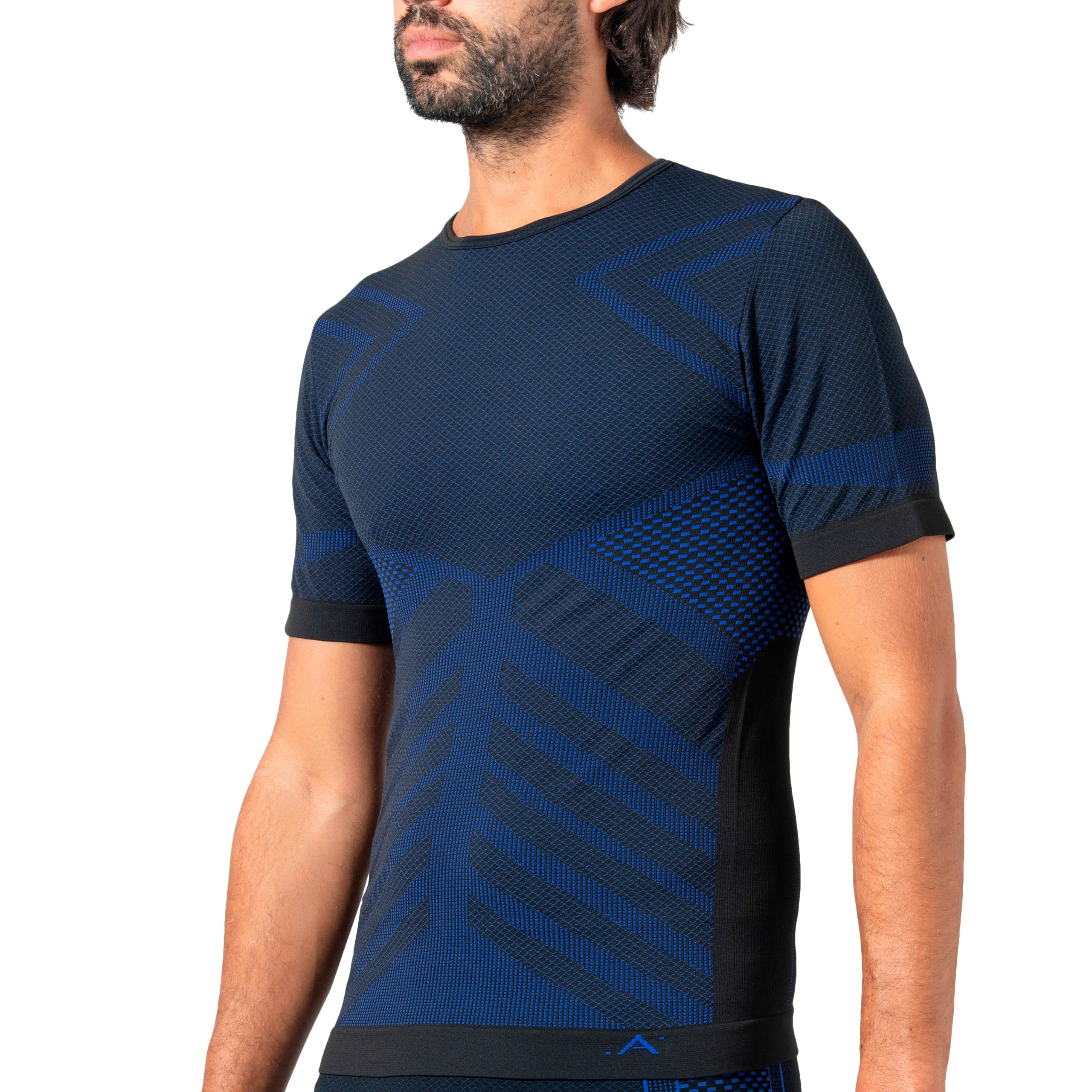 Risalti Men's Pacific Short Sleeve Thermal Top For Short Sleeved Energy - Thermal Top Breathable Microfibre, Thermal Tops Technical, Thermal Underwear Seamless, Thermal Base Layer - Made In Italy